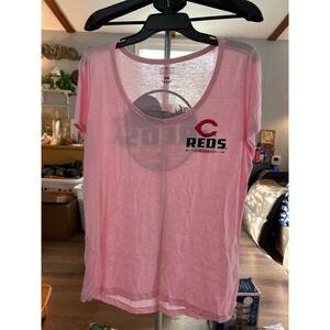 Cincinnati Reds MLB T Shirt XL Womens Pink Scoop Neck Baseball Graphic Tee